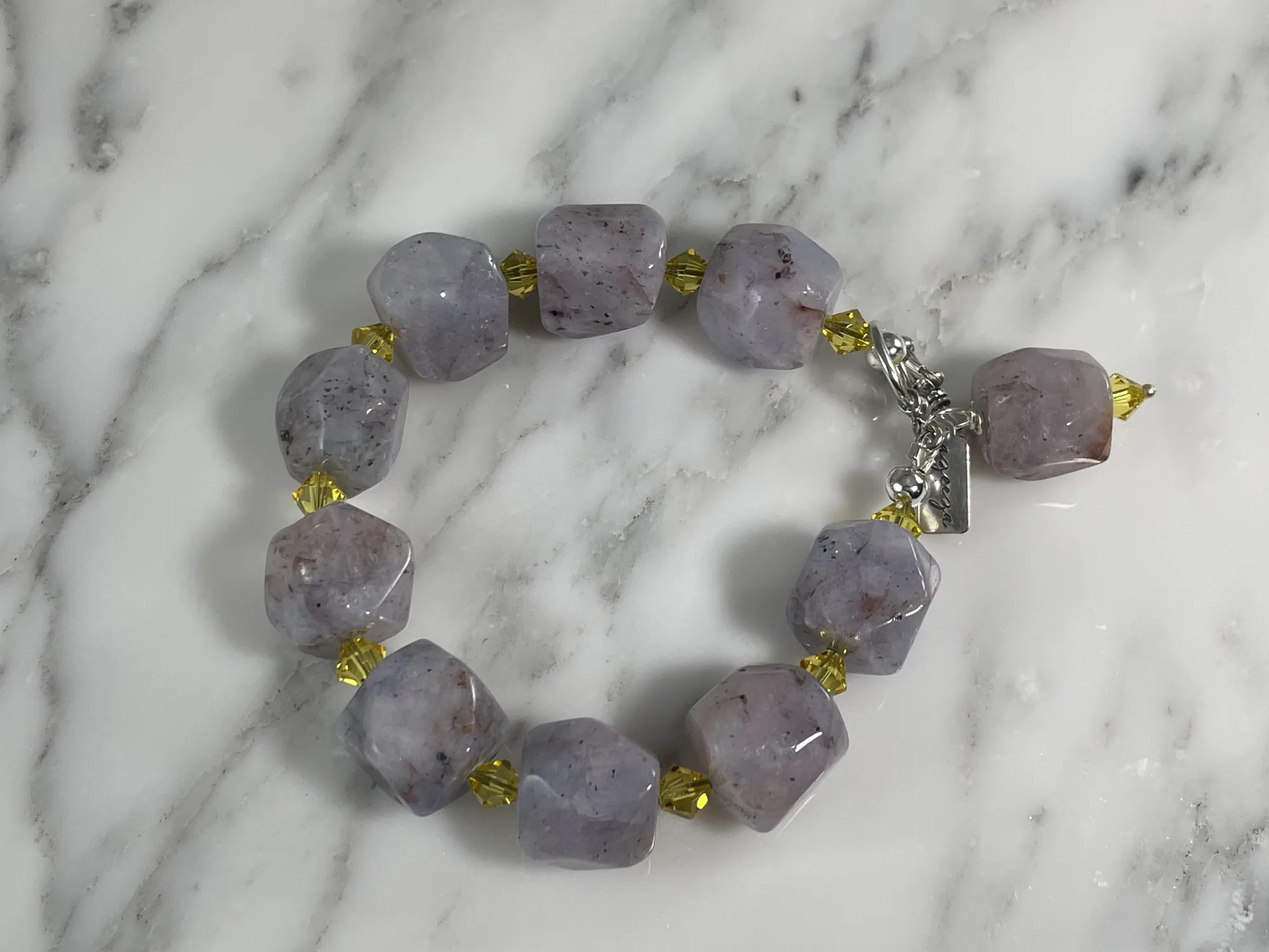 Lace Agate and Swarovski Bracelet